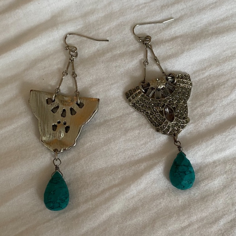 Turquoise/Silver Statement Earrings - image 4